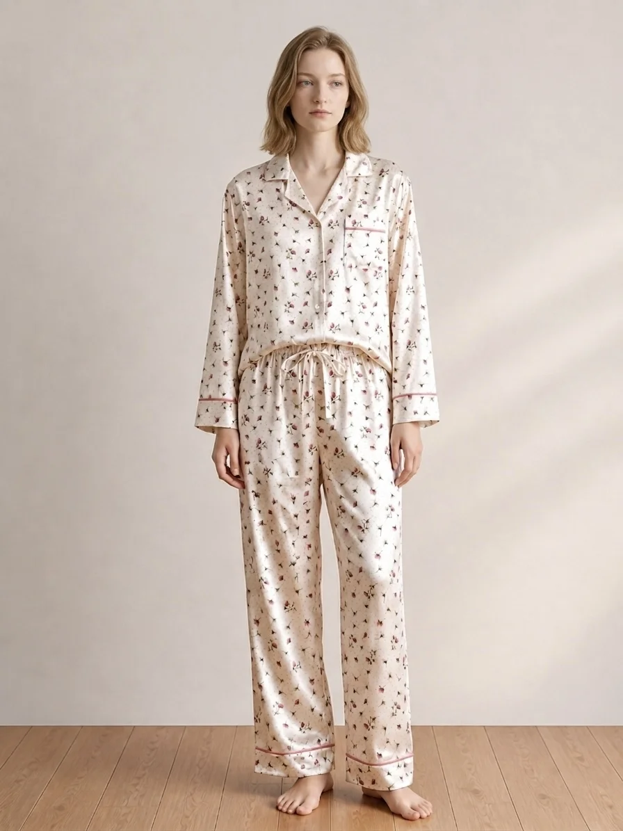 Floral Silky Pajama Set