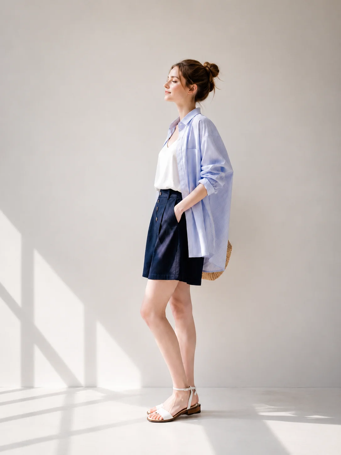 Button Front Linen Shorts - Image 5