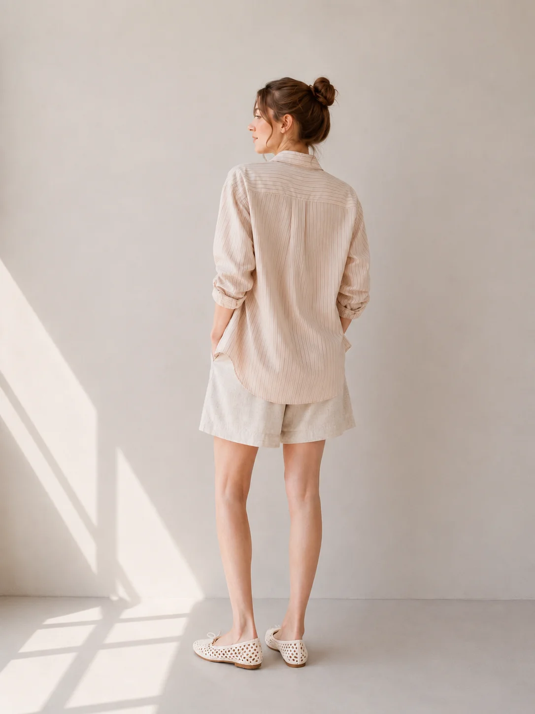 Button Front Linen Shorts - Image 3