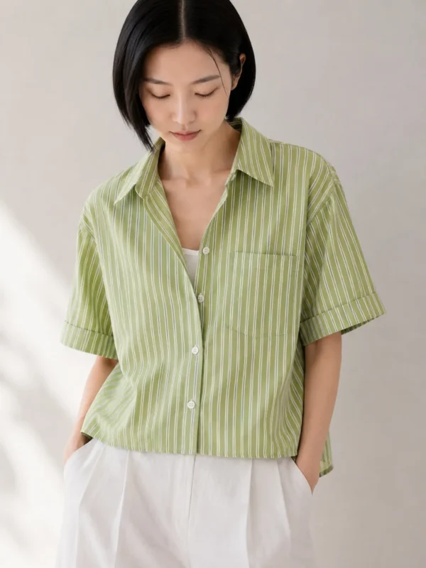 Striped Summer Rolled Sleeve Blouse