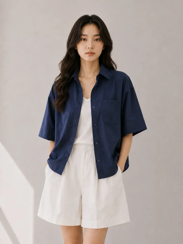 RIVAVIVA Oversized Cropped Shirt Blouse