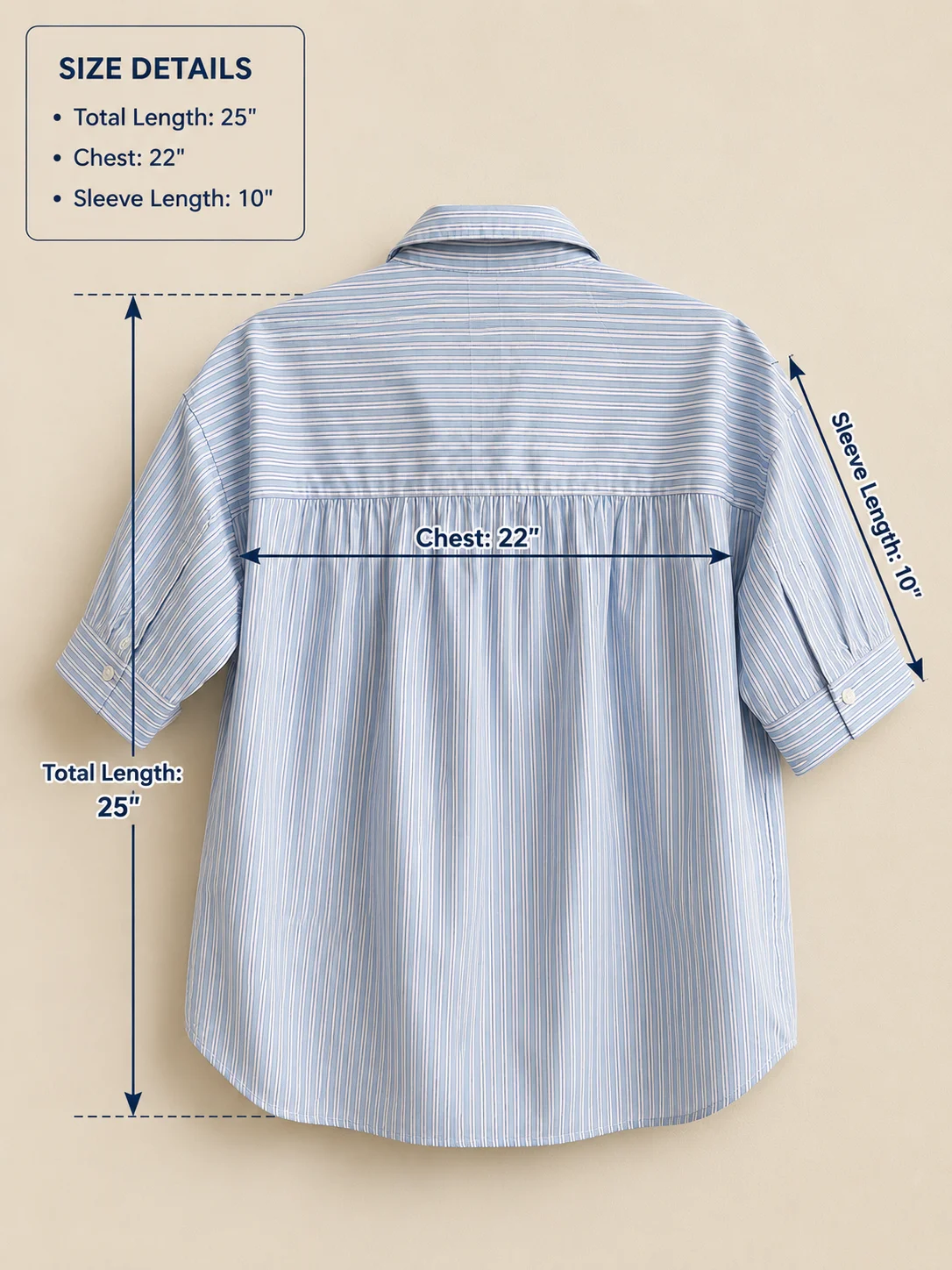 Elegant Cuff Striped Blouse - Image 8