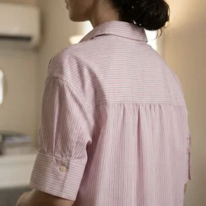 Elegant Cuff Striped Blouse