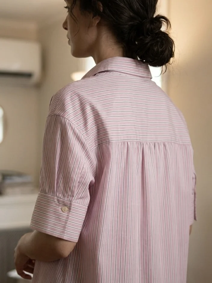 Elegant Cuff Striped Blouse