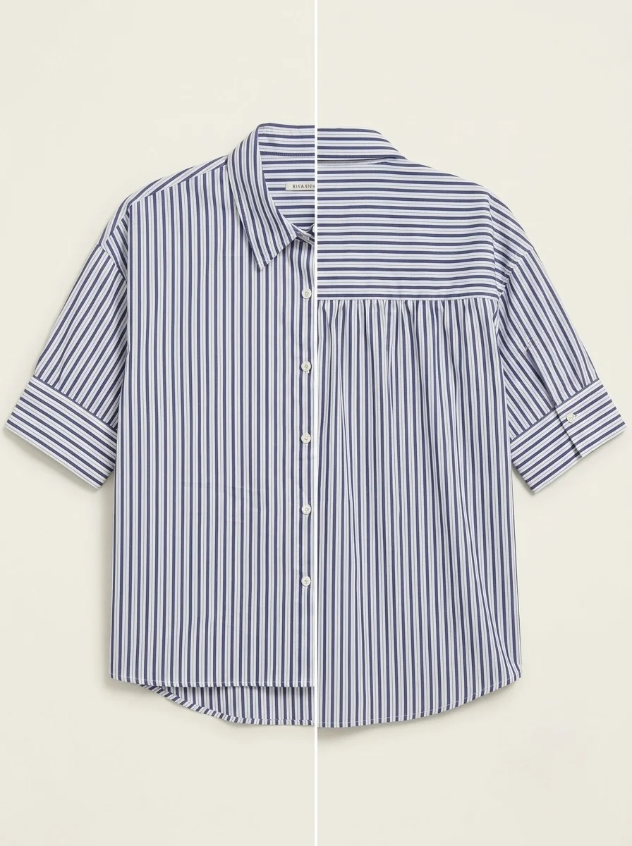 Elegant Cuff Striped Blouse - Image 7