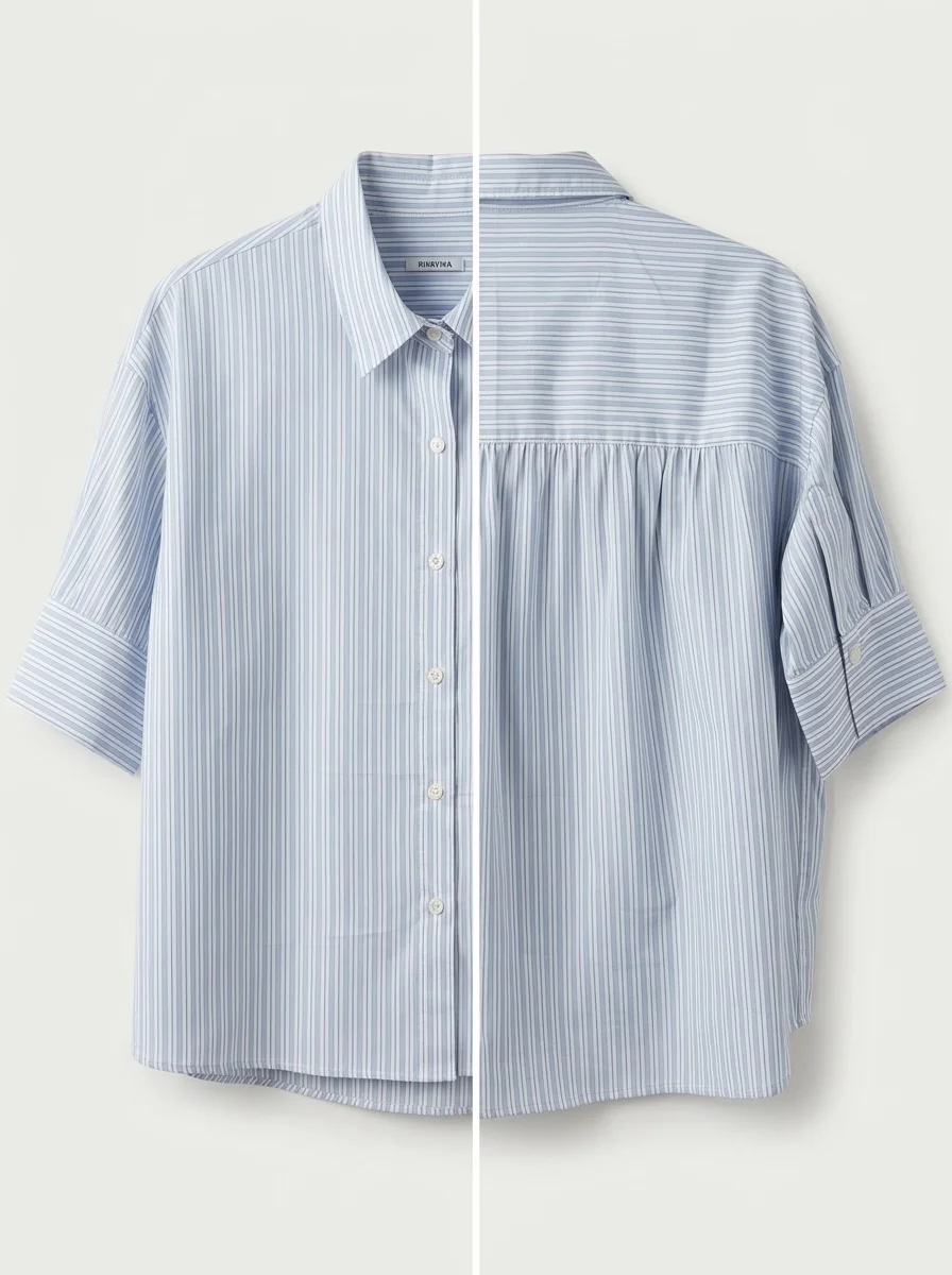 Elegant Cuff Striped Blouse - Image 6
