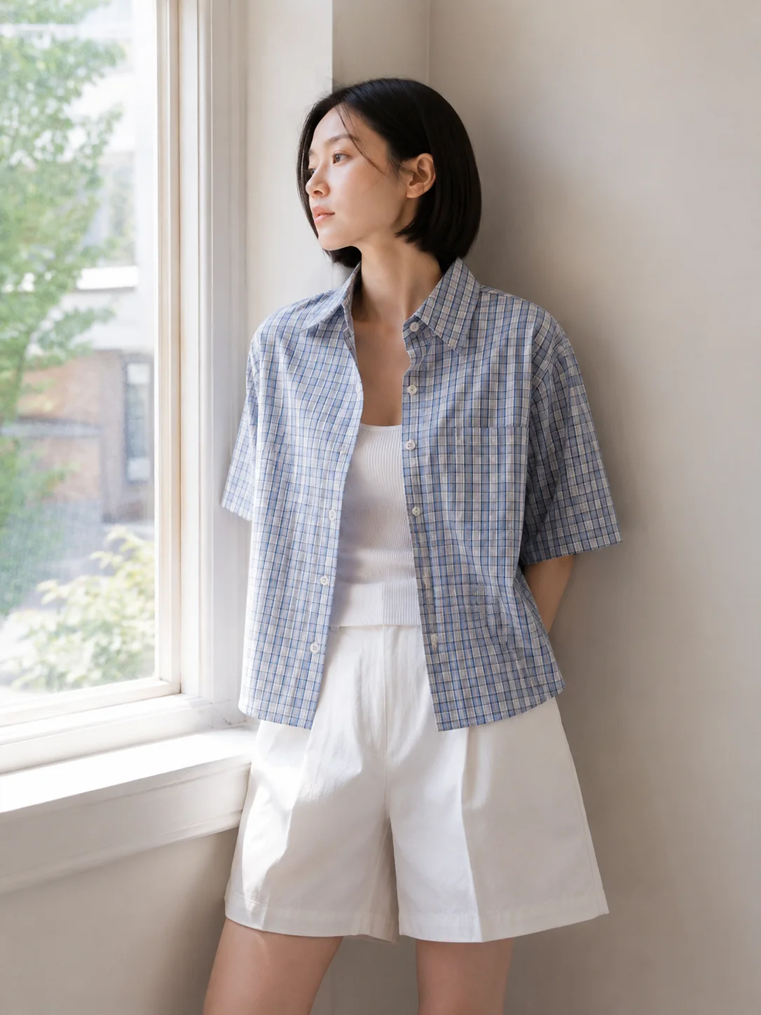 Women's Plaid Cotton Summer Shirt - Image 4